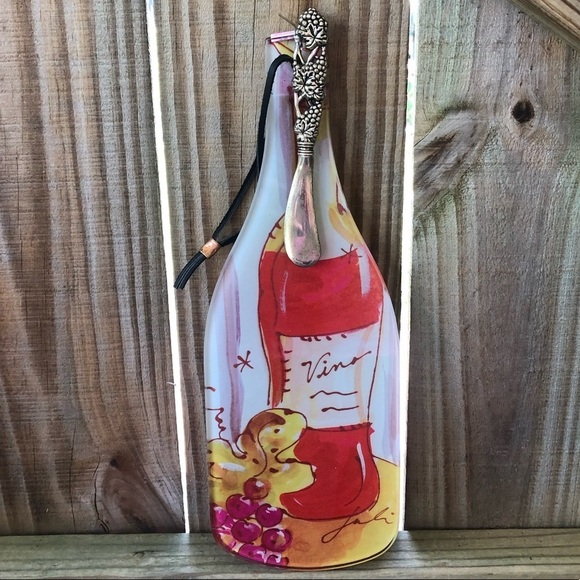 Glass Bottle Shaped Cheese Board Charcuterie Tray and Spreader Knife - Picture 2 of 3